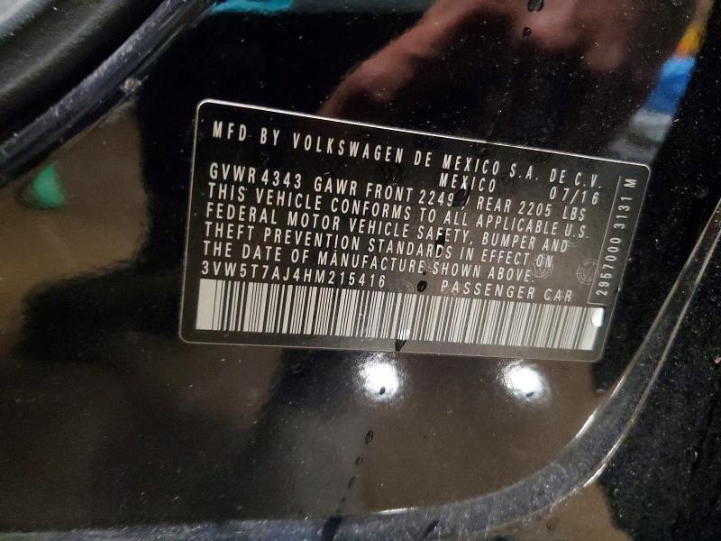 76162785 :رقم المزاد ، 3VW5T7AJ4HM215416 vin ، 2017 Volkswagen Jetta مزاد بيع