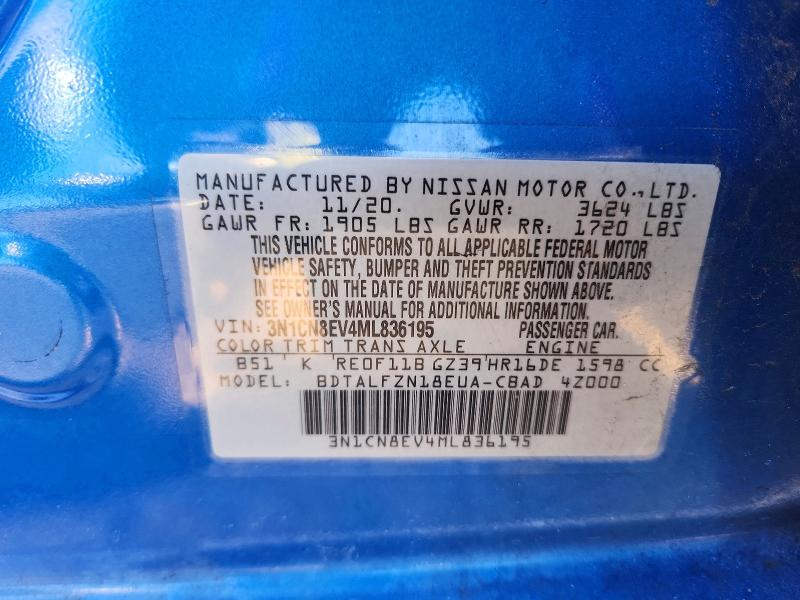 Aukcja sprzedaży 2021 Nissan Versa, vin: 3N1CN8EV4ML836195, numer aukcji: 75996665