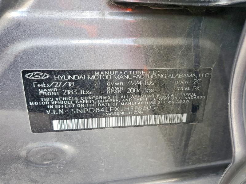 78496675 :رقم المزاد ، 5NPD84LFXJH328600 vin ، 2018 Hyundai Elantra مزاد بيع