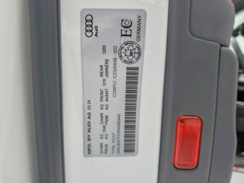 Aukcja sprzedaży 2024 Audi S5, vin: WAUB4CF53RA085440, numer aukcji: 73949365