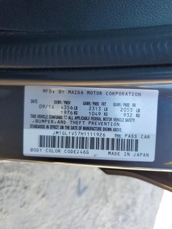 2017 Mazda 6 მანქანა იყიდება აუქციონზე, vin: JM1GL1V57H1111926, აუქციონის ნომერი: 77825985