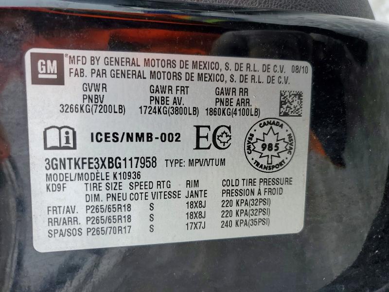 77101955 :رقم المزاد ، 3GNTKFE3XBG117958 vin ، 2011 Chevrolet Avalanche مزاد بيع
