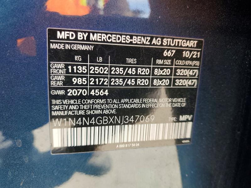 78501565 :رقم المزاد ، W1N4N4GBXNJ347069 vin ، 2022 Mercedes Benz Gla مزاد بيع