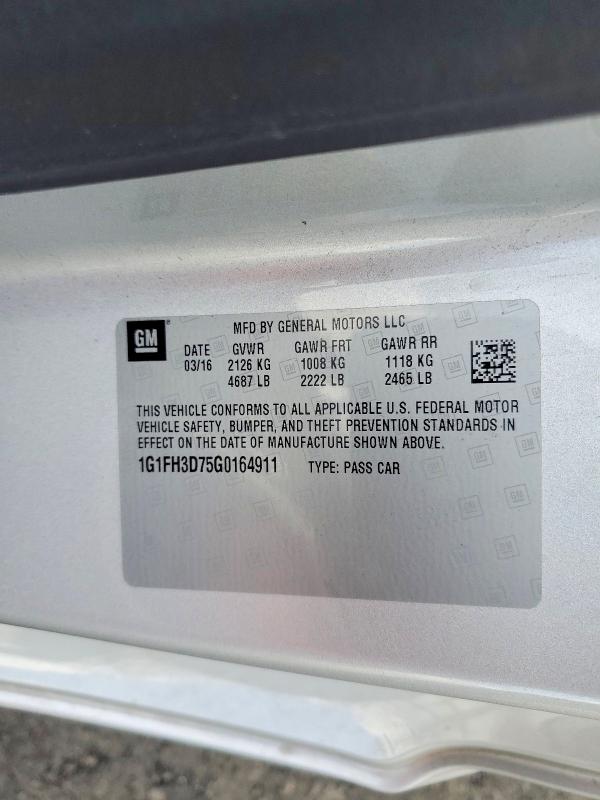 Продаж на аукціоні авто 2016 Chevrolet Camaro, vin: 1G1FH3D75G0164911, номер лоту: 76259075
