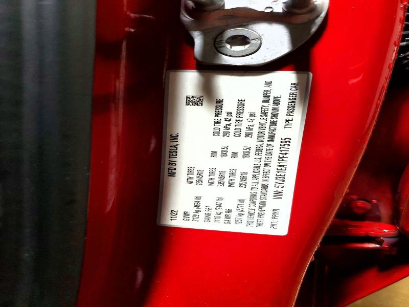 2023 Tesla Model 3 მანქანა იყიდება აუქციონზე, vin: 5YJ3E1EA1PF417595, აუქციონის ნომერი: 77366415