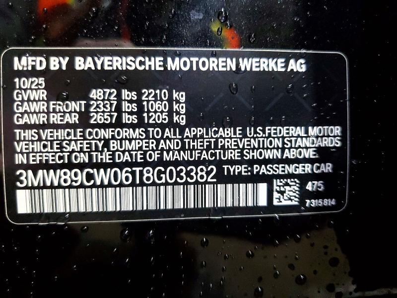 Продажа на аукционе авто 2026 Bmw 330xi, vin: 3MW89CW06T8G03382, номер лота: 79229565