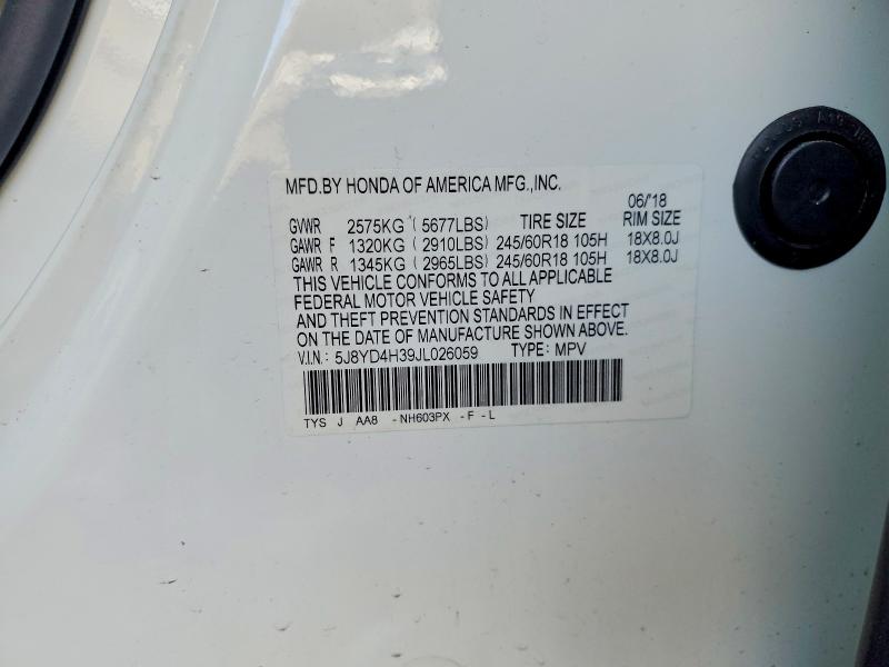 Aukcja sprzedaży 2018 Acura Mdx, vin: 5J8YD4H39JL026059, numer aukcji: 77066415