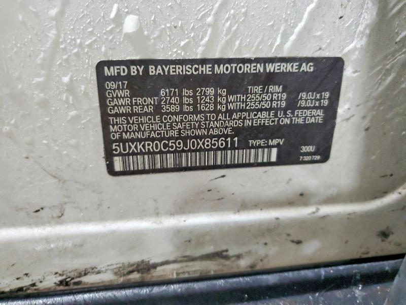 75637085 :رقم المزاد ، 5UXKR0C59J0X85611 vin ، 2018 Bmw X5 مزاد بيع
