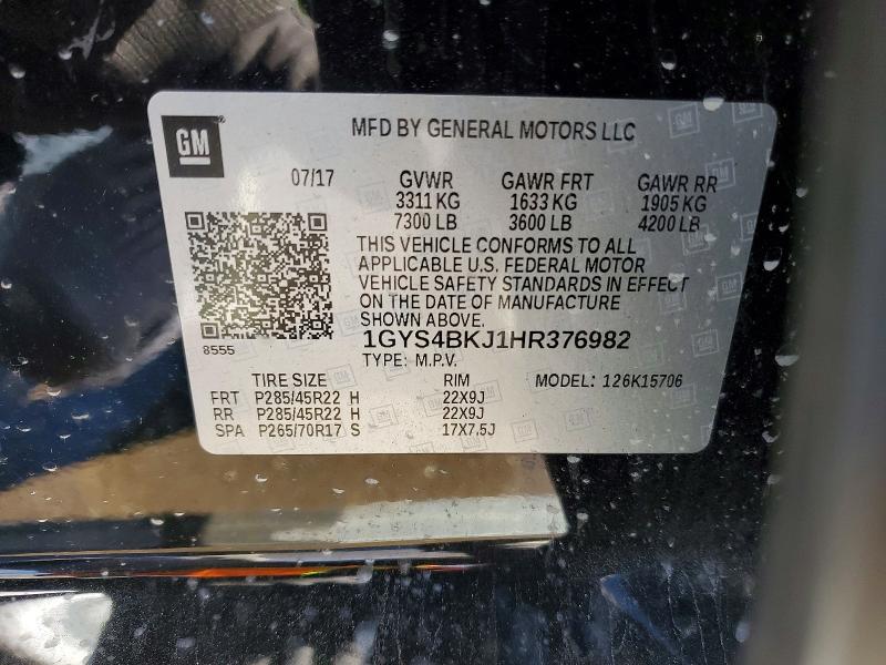 Продаж на аукціоні авто 2017 Cadillac Escalade, vin: 1GYS4BKJ1HR376982, номер лоту: 75746475