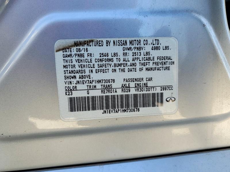 Aukcja sprzedaży 2017 Infiniti Q50, vin: JN1EV7AP1HM730678, numer aukcji: 78158235