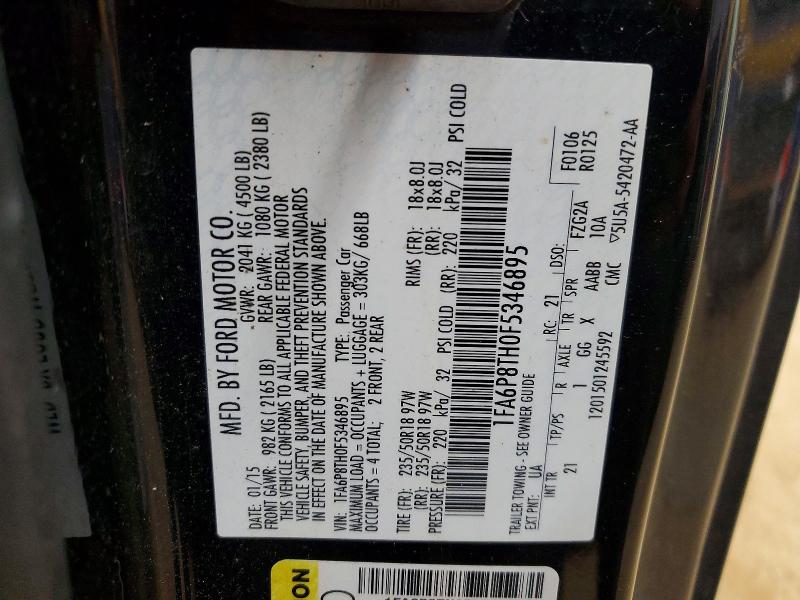 Продаж на аукціоні авто 2015 Ford Mustang, vin: 1FA6P8TH0F5346895, номер лоту: 76711915