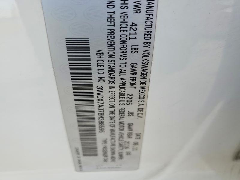 Продажа на аукционе авто 2011 Volkswagen Jetta, vin: 3VWDX7AJ7BM388595, номер лота: 77266695