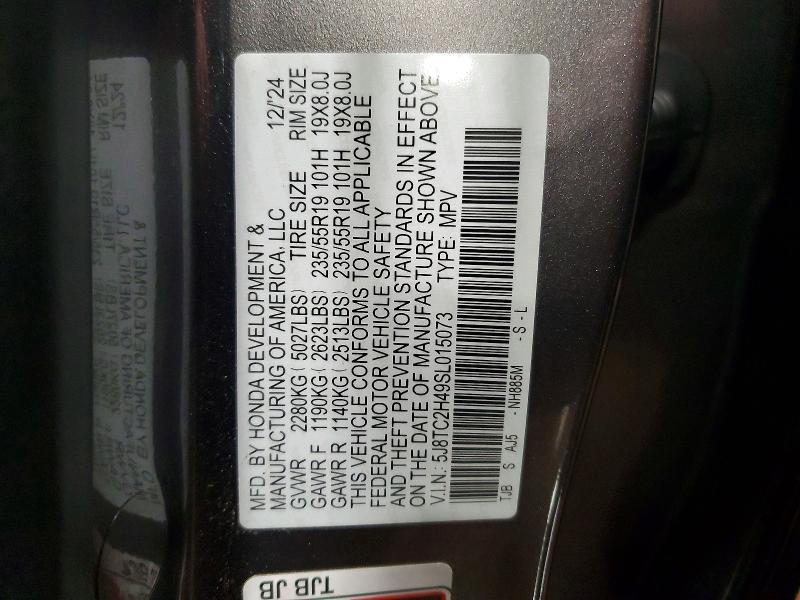 2025 Acura Rdx მანქანა იყიდება აუქციონზე, vin: 5J8TC2H49SL015073, აუქციონის ნომერი: 78988625