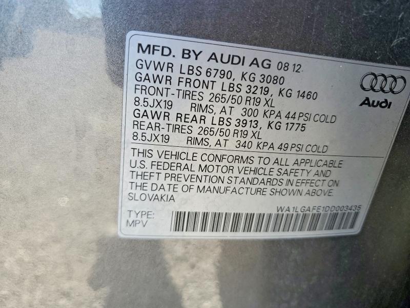 Aukcja sprzedaży 2013 Audi Q7, vin: WA1LGAFE1DD003435, numer aukcji: 78689355