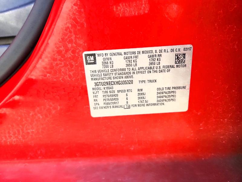 Aukcja sprzedaży 2017 Gmc Sierra, vin: 3GTU2NECXHG335320, numer aukcji: 77880985