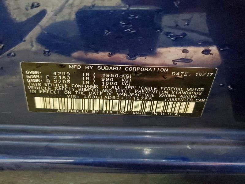 77774265 :رقم المزاد ، 4S3GTAD60J3715788 vin ، 2018 Subaru Impreza مزاد بيع
