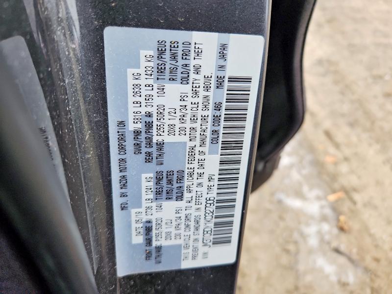 77818185 :رقم المزاد ، JM3TCBDY1K0327906 vin ، 2019 Mazda Cx-9 مزاد بيع