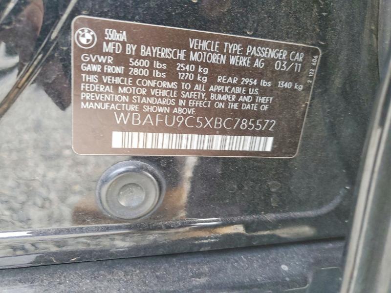 76658565 :رقم المزاد ، WBAFU9C5XBC785572 vin ، 2011 Bmw 550 مزاد بيع
