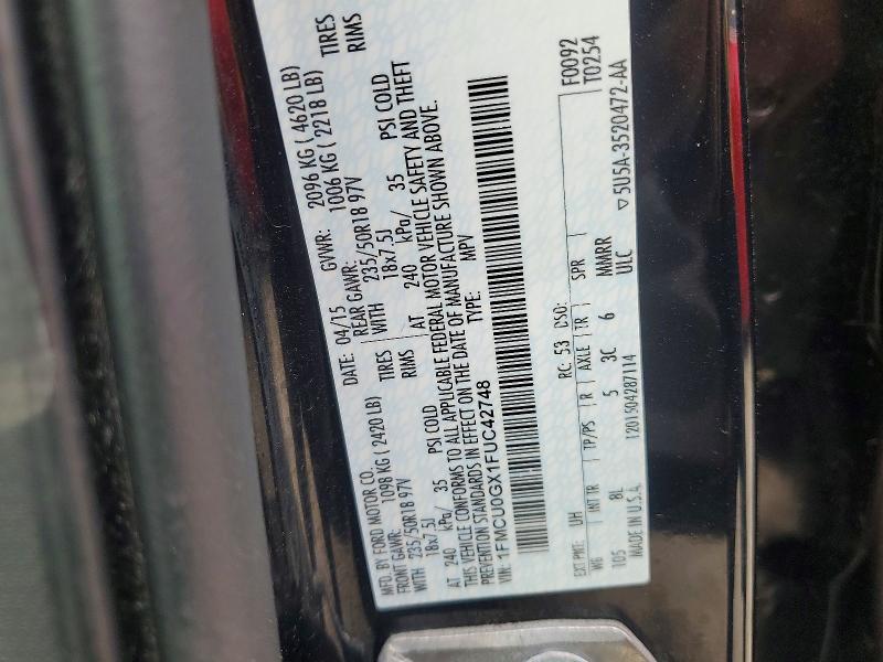 Продаж на аукціоні авто 2015 Ford Escape, vin: 1FMCU0GX1FUC42748, номер лоту: 78114655