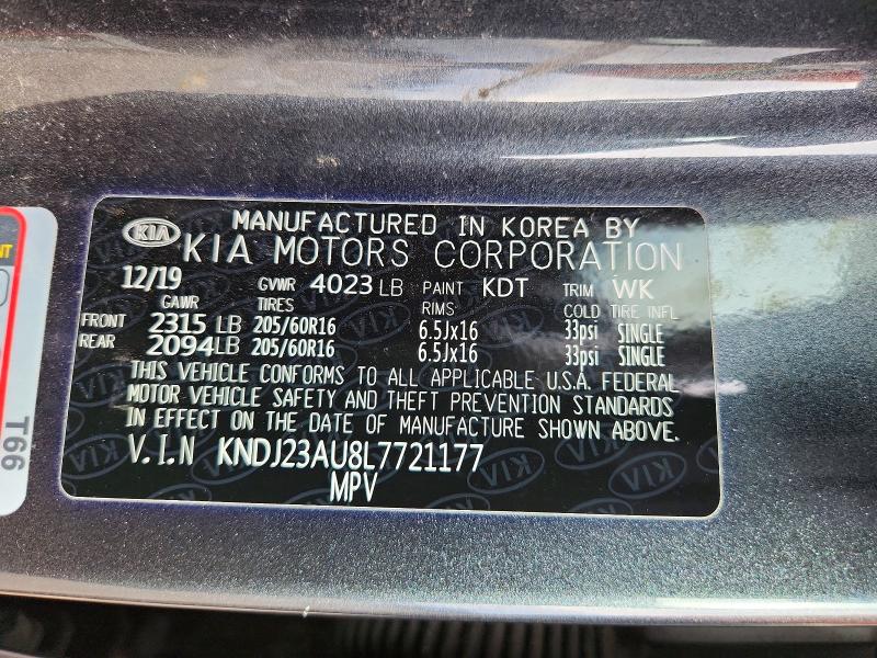 76555915 :رقم المزاد ، KNDJ23AU8L7721177 vin ، 2020 Kia Soul Lx مزاد بيع