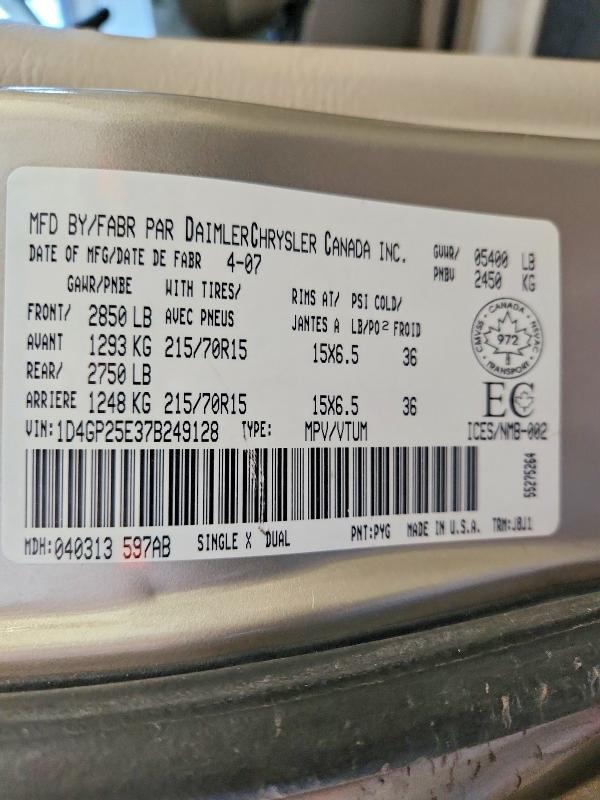 Продаж на аукціоні авто 2007 Dodge Caravan Se, vin: 1D4GP25E37B249128, номер лоту: 77204225