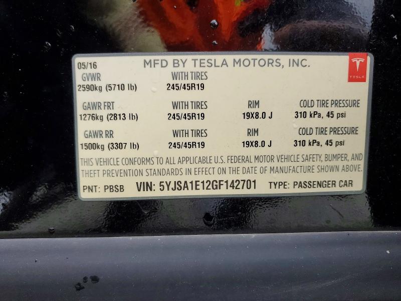 Продажа на аукционе авто 2016 Tesla Model S, vin: 5YJSA1E12GF142701, номер лота: 77784505