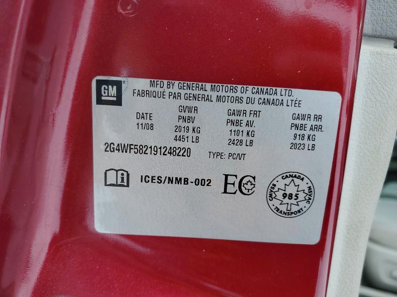Продаж на аукціоні авто 2009 Buick Allure, vin: 2G4WF582191248220, номер лоту: 77612035
