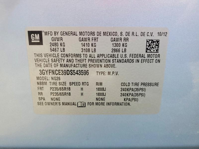 78361555 :رقم المزاد ، 3GYFNCE39DS543596 vin ، 2013 Cadillac Srx مزاد بيع