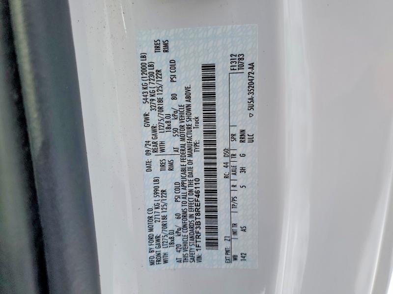Aukcja sprzedaży 2024 Ford F350, vin: 1FTRF3BT8REF46110, numer aukcji: 75962205