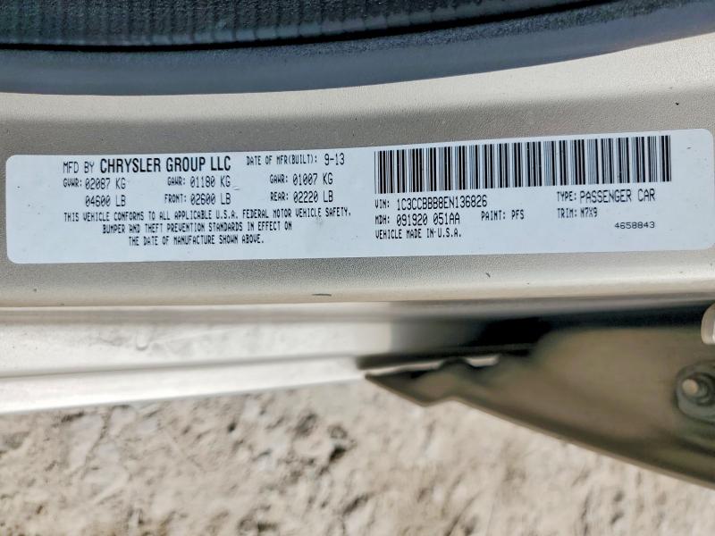 Aukcja sprzedaży 2014 Chrysler 200, vin: 1C3CCBBB8EN136826, numer aukcji: 78515125