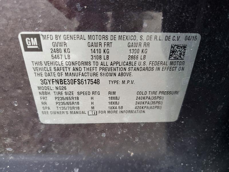 Aukcja sprzedaży 2015 Cadillac Srx, vin: 3GYFNBE30FS617548, numer aukcji: 76244325