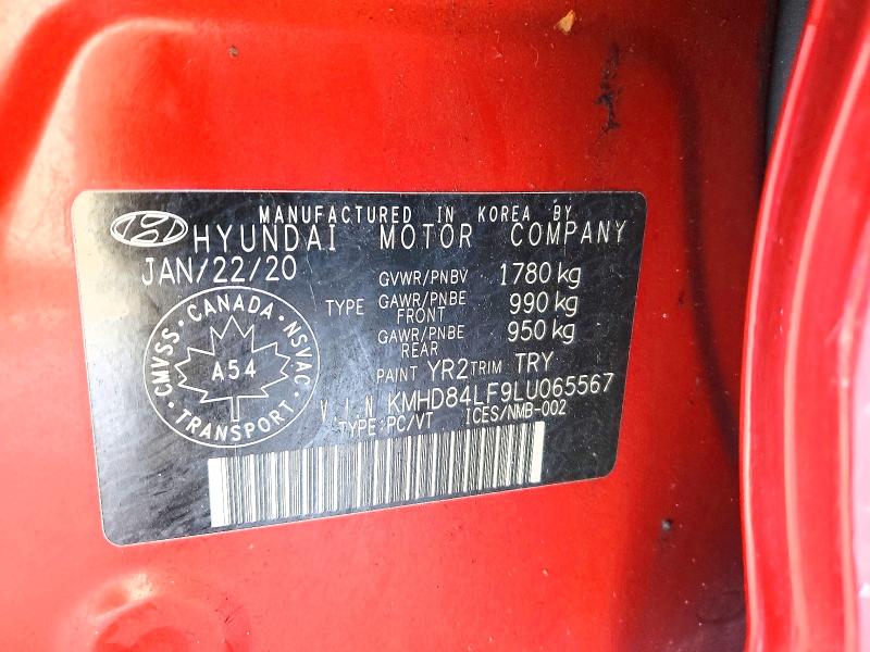 78999225 :رقم المزاد ، KMHD84LF9LU065567 vin ، 2020 Hyundai Elantra مزاد بيع