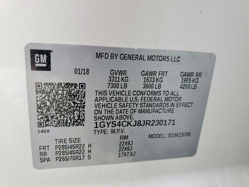 Aukcja sprzedaży 2018 Cadillac Escalade, vin: 1GYS4CKJ8JR230171, numer aukcji: 75878505