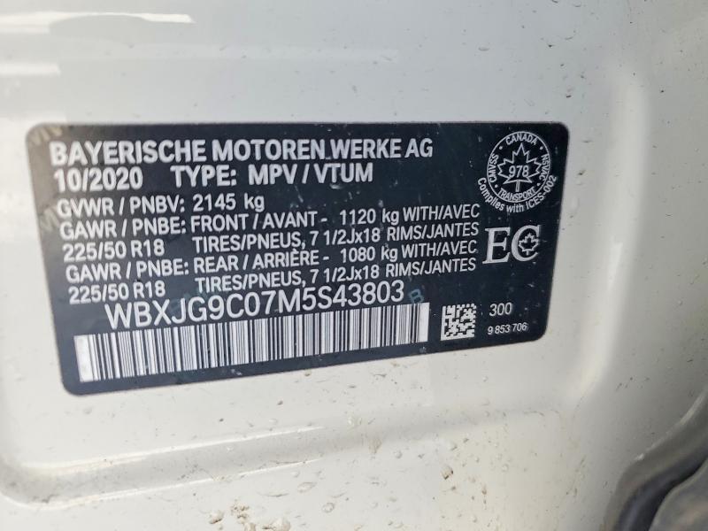 Продажа на аукционе авто 2021 Bmw X1, vin: WBXJG9C07M5S43803, номер лота: 75740495