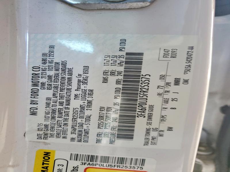 Aukcja sprzedaży 2015 Ford Fusion, vin: 3FA6P0LU5FR253575, numer aukcji: 78553565