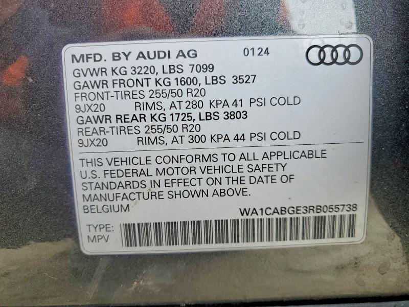 Aukcja sprzedaży 2024 Audi Q8 E-tron, vin: WA1CABGE3RB055738, numer aukcji: 77805565