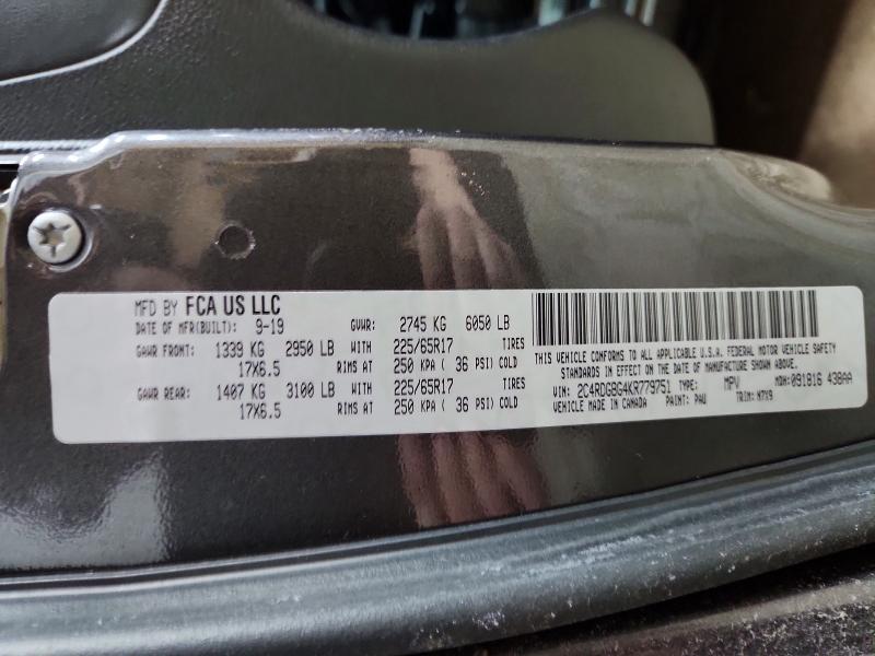 Продаж на аукціоні авто 2019 Dodge Grand Caravan, vin: 2C4RDGBG4KR779751, номер лоту: 78814875