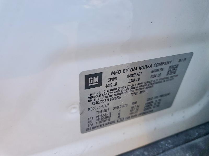2020 Buick Encore მანქანა იყიდება აუქციონზე, vin: KL4CJGSB7LB044226, აუქციონის ნომერი: 77283565