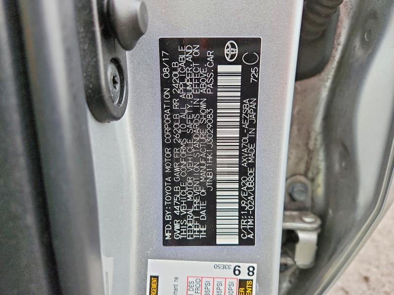 78714615 :رقم المزاد ، JTNB11HK1J3029083 vin ، 2018 Toyota Camry مزاد بيع