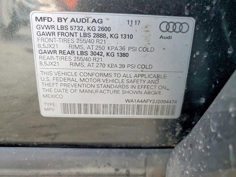 Aukcja sprzedaży 2018 Audi Sq5, vin: WA1A4AFY2J2094474, numer aukcji: 77021895