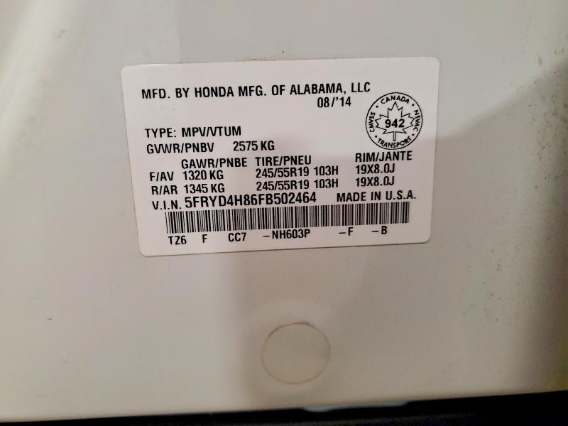 Продаж на аукціоні авто 2015 Acura Mdx, vin: 5FRYD4H86FB502464, номер лоту: 76668615