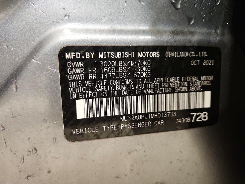 Продаж на аукціоні авто 2021 Mitsubishi Mirage, vin: ML32AUHJ1MH013733, номер лоту: 78054645