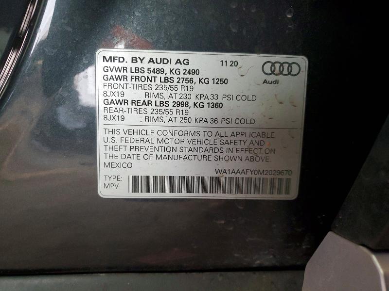 Продажа на аукционе авто 2021 Audi Q5, vin: WA1AAAFY0M2029670, номер лота: 77398385