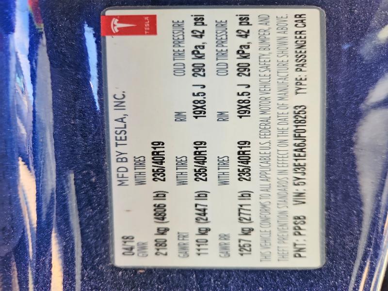Продажа на аукционе авто 2018 Tesla Model 3, vin: 5YJ3E1EA6JF018253, номер лота: 78057105