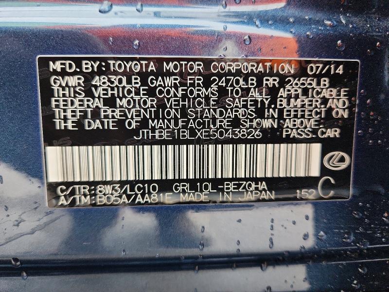77686225 :رقم المزاد ، JTHBE1BLXE5043826 vin ، 2014 Lexus Gs مزاد بيع