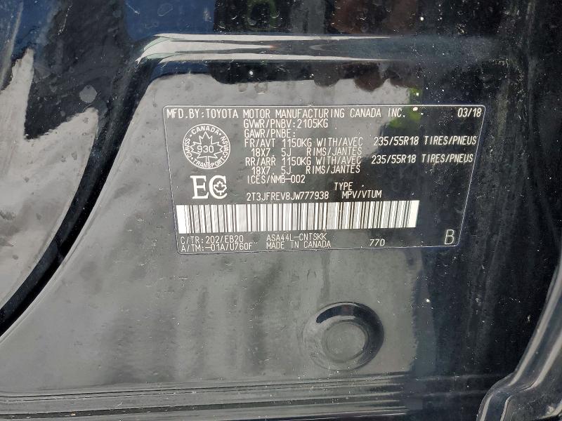 2018 Toyota Rav4 მანქანა იყიდება აუქციონზე, vin: 2T3JFREV8JW777938, აუქციონის ნომერი: 76901555