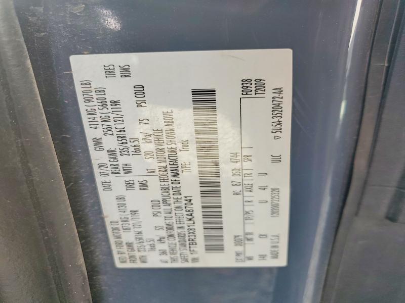 Aukcja sprzedaży 2020 Ford Transit, vin: 1FTBR3X81LKA87041, numer aukcji: 76348545