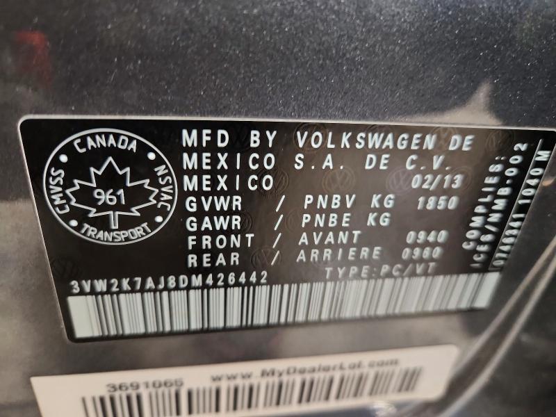 Aukcja sprzedaży 2013 Volkswagen Jetta, vin: 3VW2K7AJ8DM426442, numer aukcji: 78841225