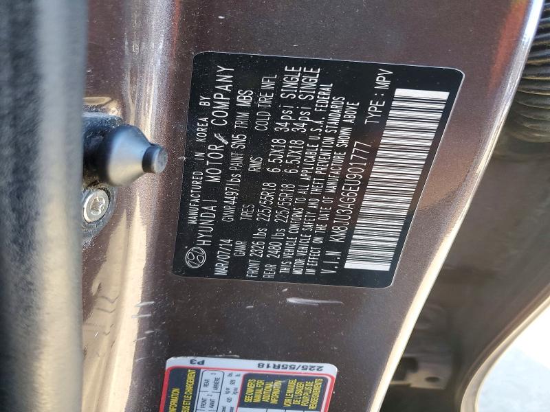 2014 Hyundai Tucson მანქანა იყიდება აუქციონზე, vin: KM8JU3AG6EU901777, აუქციონის ნომერი: 78355505