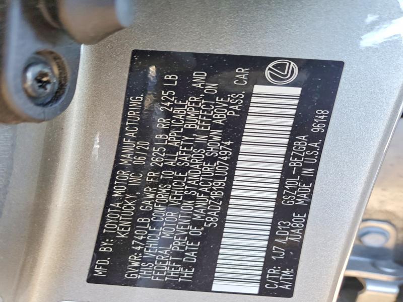 Aukcja sprzedaży 2020 Lexus Es, vin: 58ADZ1B19LU074974, numer aukcji: 72983625